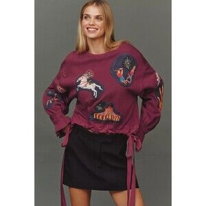 Anthropologie Maeve x Nathalie Lete Circus Long-Sleeve Oversized Top L 289269